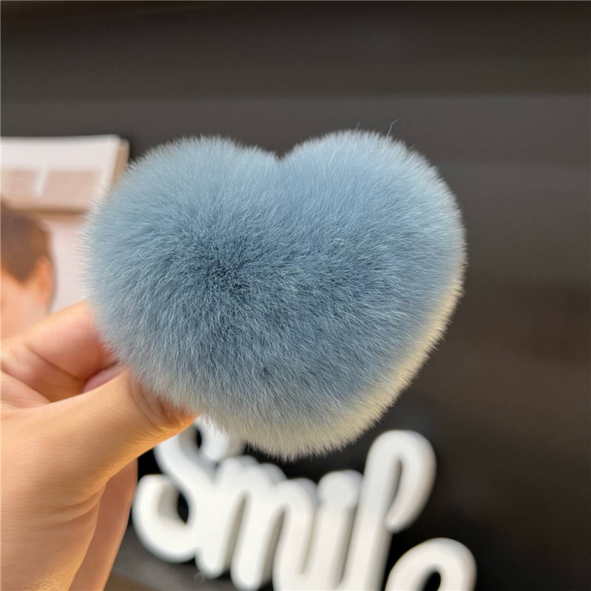 Cute Rex Rabbit Heart Hair Clip - Fluffy BB Pin