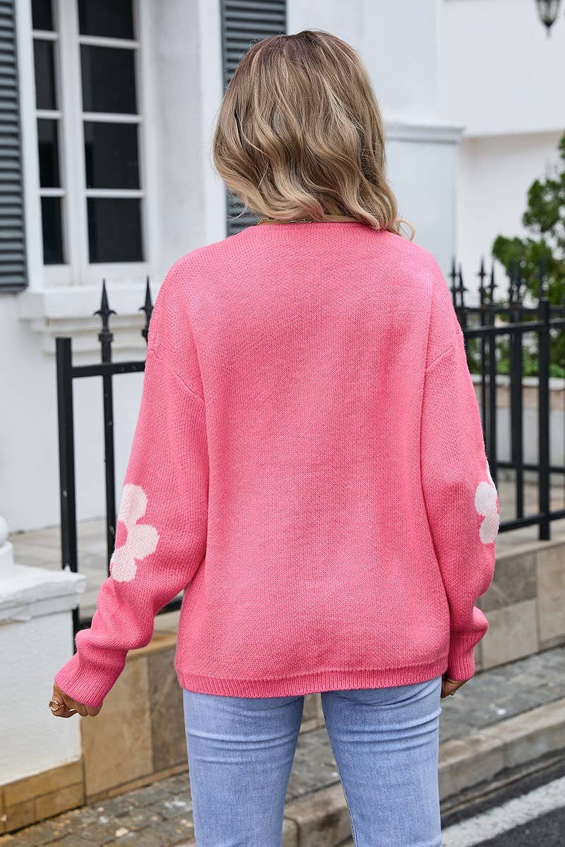 CWOCAL0919FLORAL PRINT LONG-SLEEVED KNITTED CARDIGAN