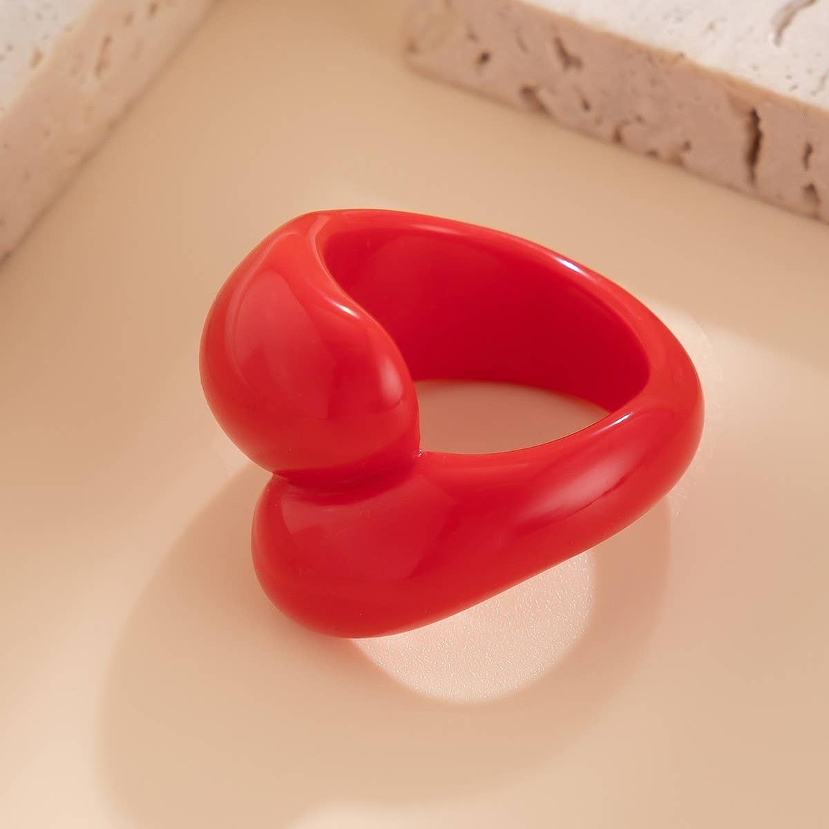 FASHION IRREGULAR DOUBLE WATER DROP PLASTIC RING_CWMM3233