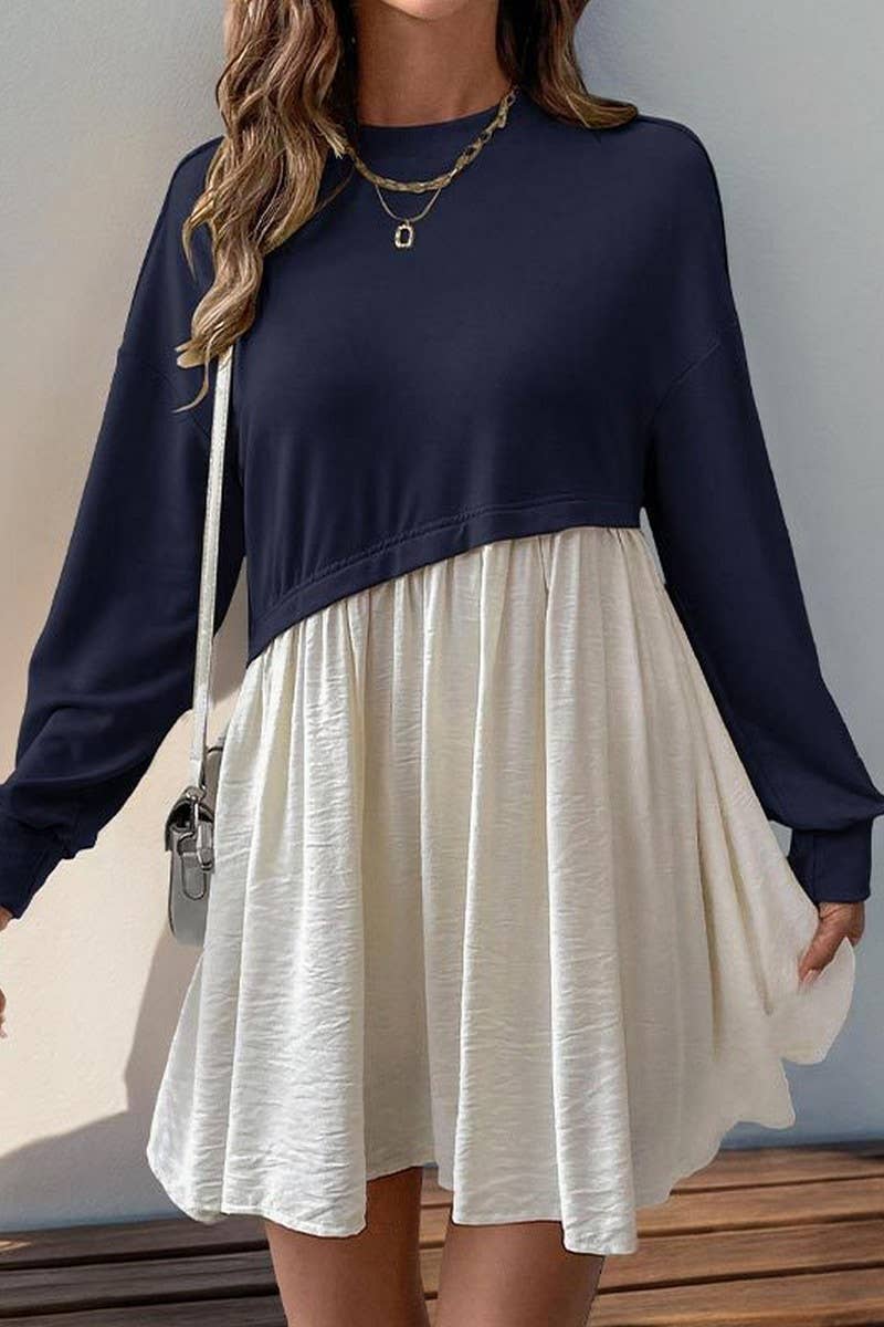 CWDSD7320_CASUAL ROUND NECK CONTRAST COLOR STITCHING SHORT S