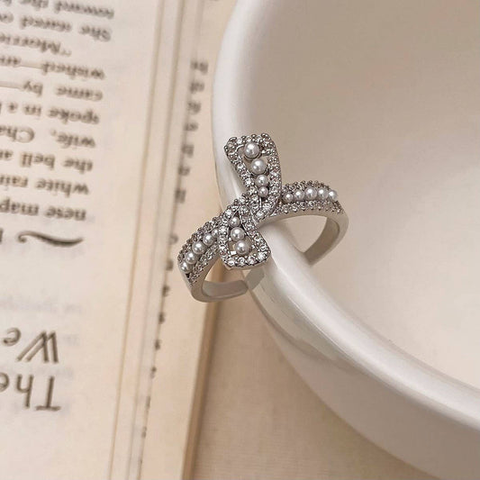 ALL-MATCH PEARL KNOTTED METAL OPEN RING FOR WOMEN_CWAJE3093