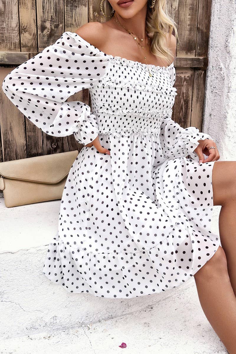 TEMPERAMENT CASUAL POLKA DOT DRESS_CWDSD2818