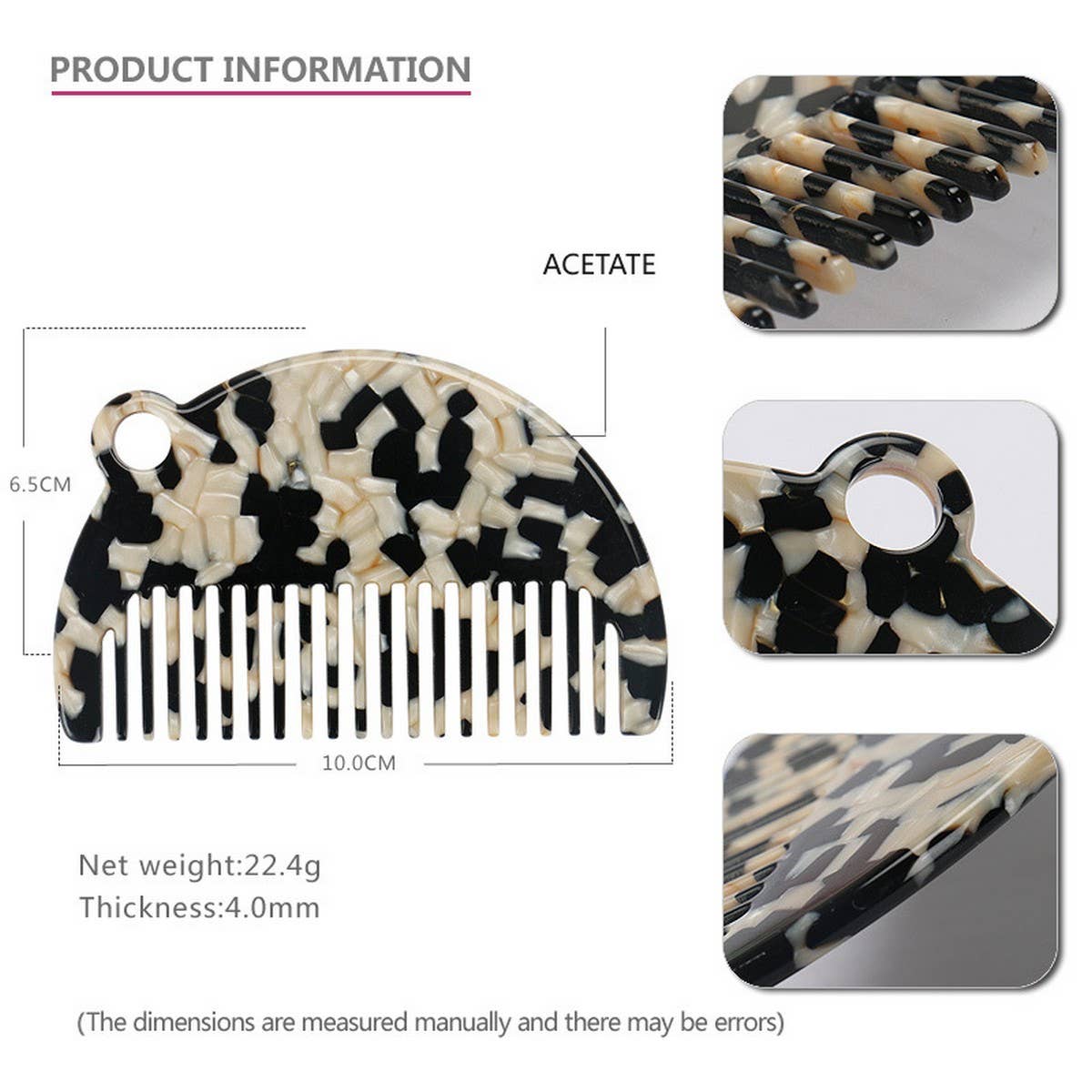 ACETATE 4MM PLATE HAIR COMB ANTI-STATIC COMB_CWAHA4181