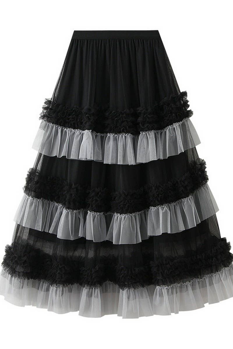 CWBLS0517_VOLUMINOUS TIERED TULLE SKIRT WITH ELASTIC WAIST