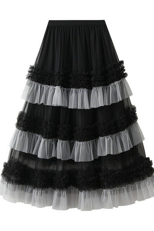 CWBLS0517_VOLUMINOUS TIERED TULLE SKIRT WITH ELASTIC WAIST
