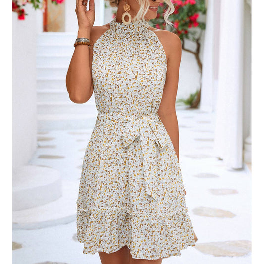 Sleeveless off-the-shoulder floral dress_CWDSD3393