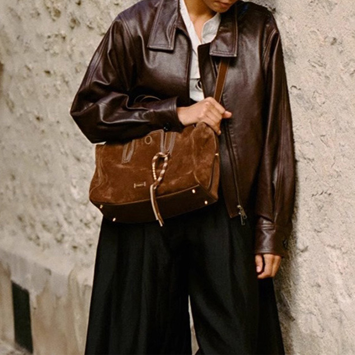 Suede Travel Bag ??Vintage Boston Shoulder Purse_CWAB5330