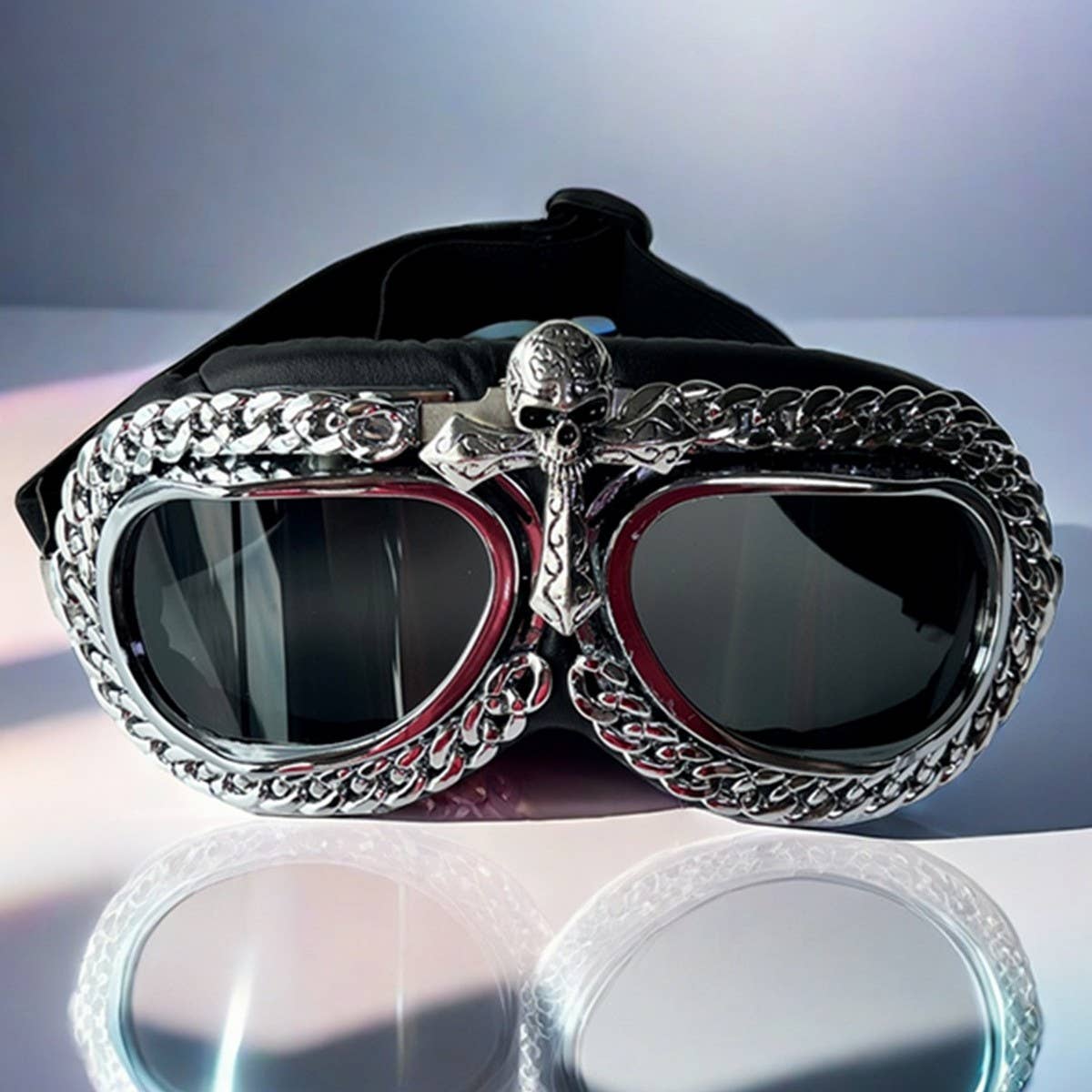 VINTAGE METAL CROSS WIND AND SAND GOGGLES