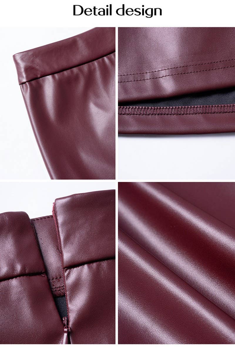 CWBSS00123_SOLID FITTED BODYCON LEATHER MINI SKIRT