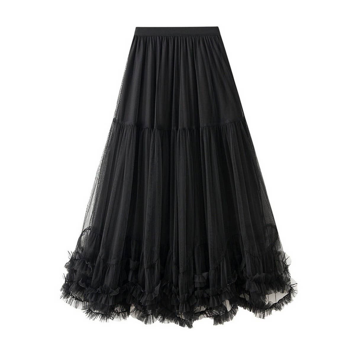 Sweet Ruffle Tulle A-Line Flared Puff Skirt