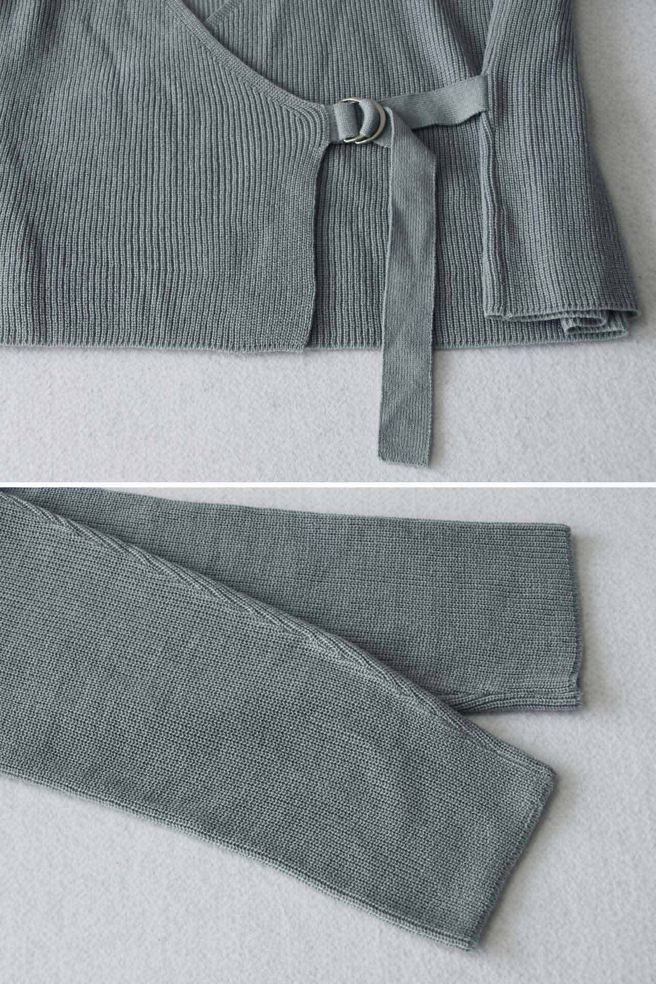 LACE-UP CROSS V-NECK LONG SLEEVE KNIT CARDIGAN