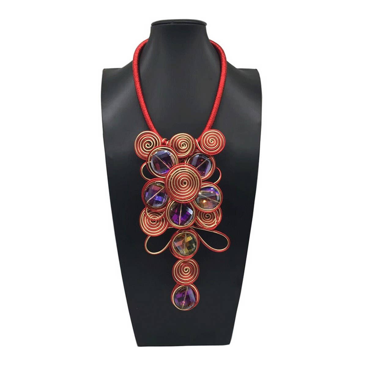 CRYSTAL ALUMINUM WIRE NECKLACE EARRING SET