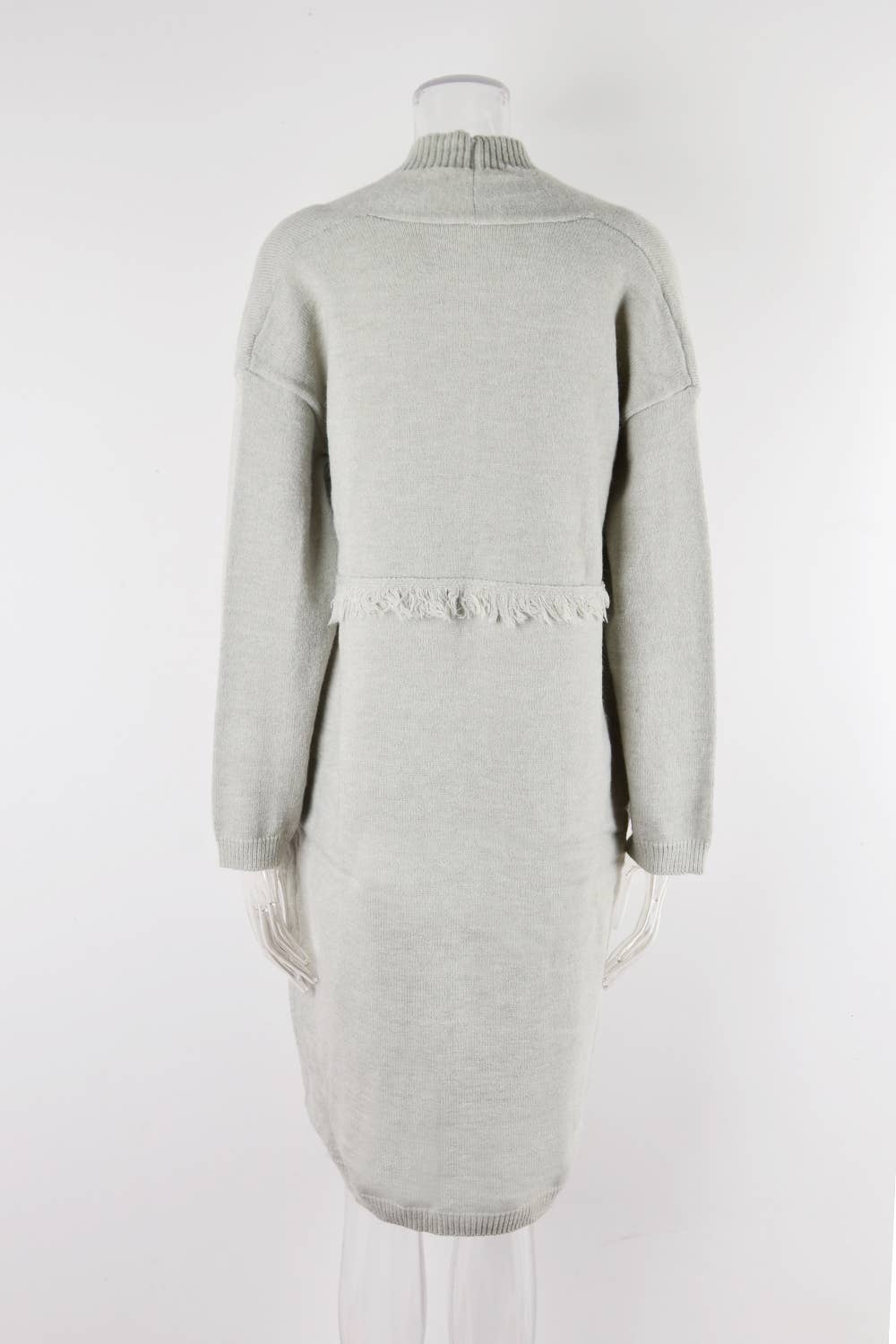 LONG CARDIGAN POCKET STYLE FRINGE COAT SWEATER