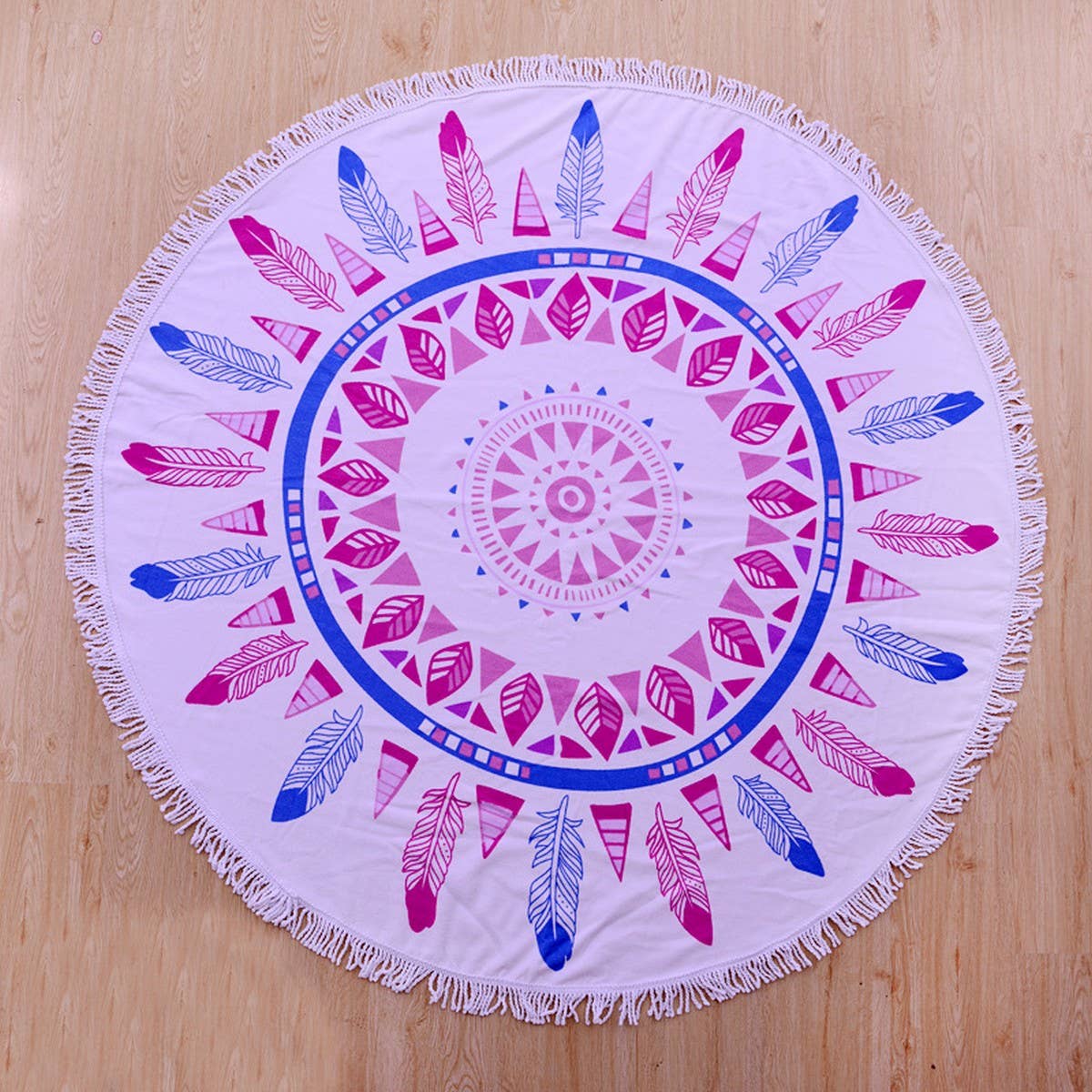 Round Microfiber Tassel Beach Towel Blanket