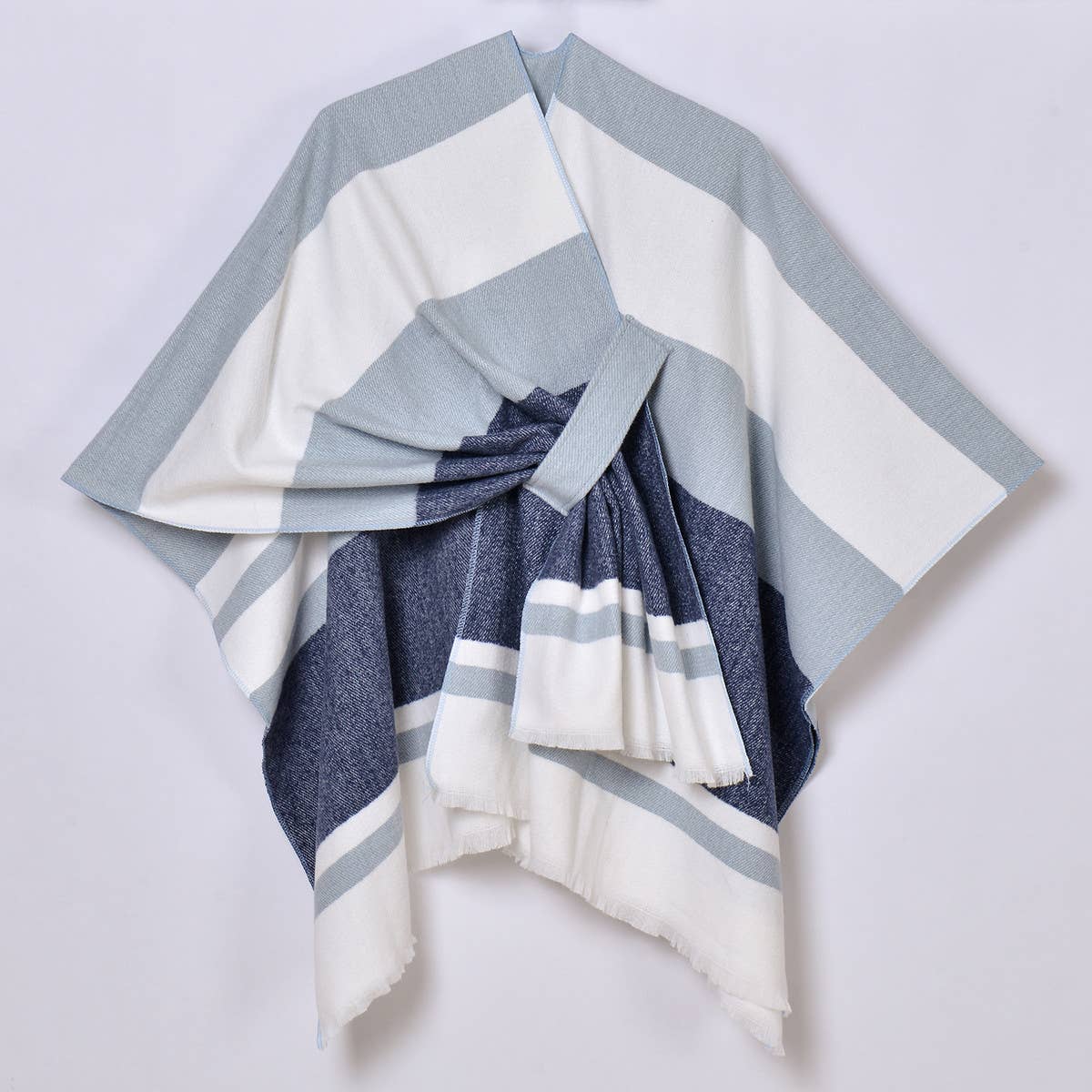 SIMPLE AND LONG WARM TASSEL SIDE STRAP SHAWL