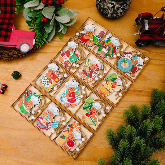 CWMM10287_CHRISTMAS WOODEN GINGERBREAD ORNAMENTS SET