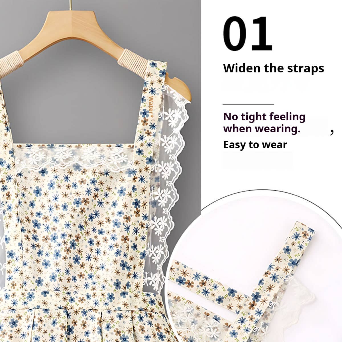 Floral Lace Trim Kitchen Apron for Women
