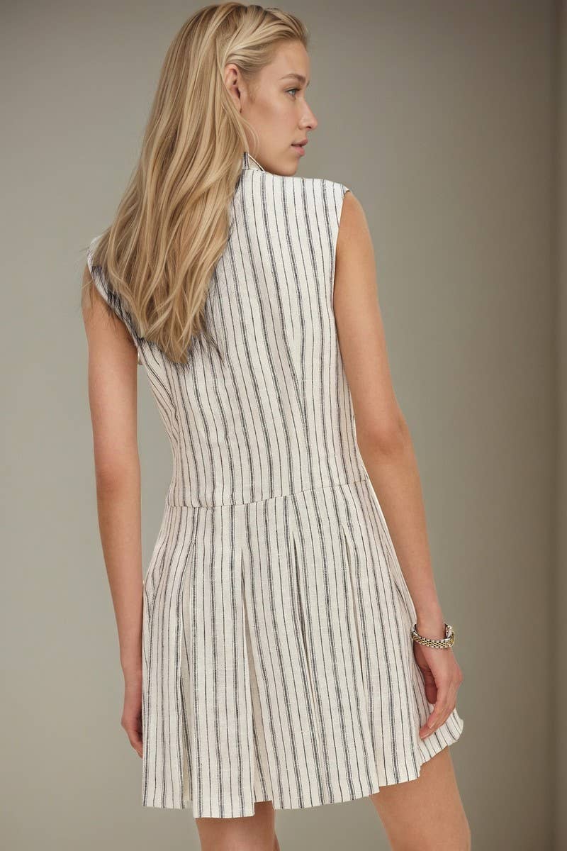 CWDSD8859_SLEEVELESS SLIM FIT BUTTON-DOWN SHIRT DRESS