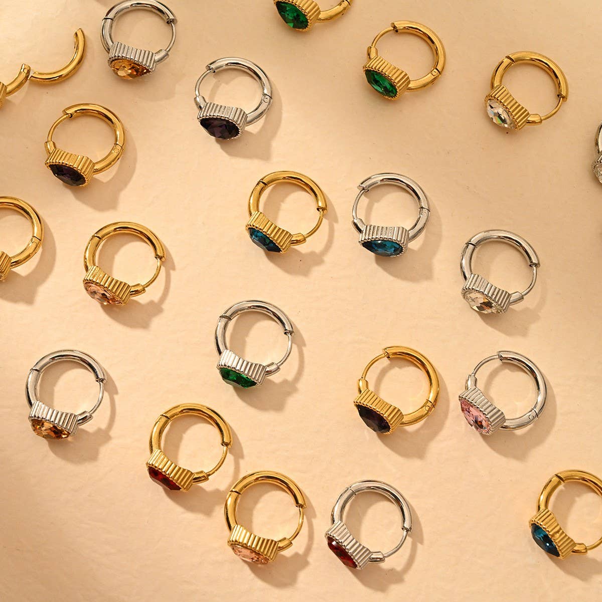 Unique Stainless Steel Heart Earrings with CZ