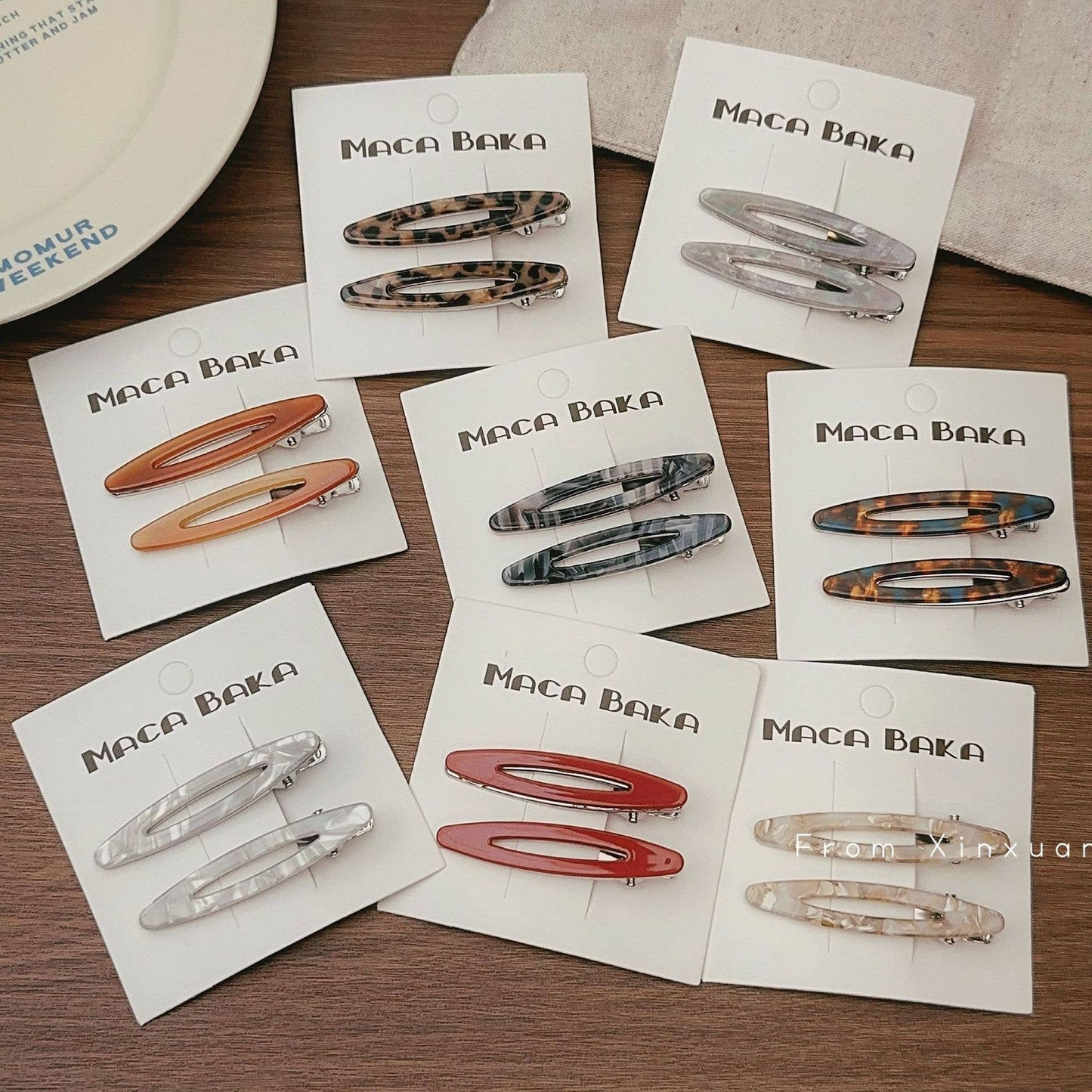 Small niche simple hollow willow acetic acid metal hairpin