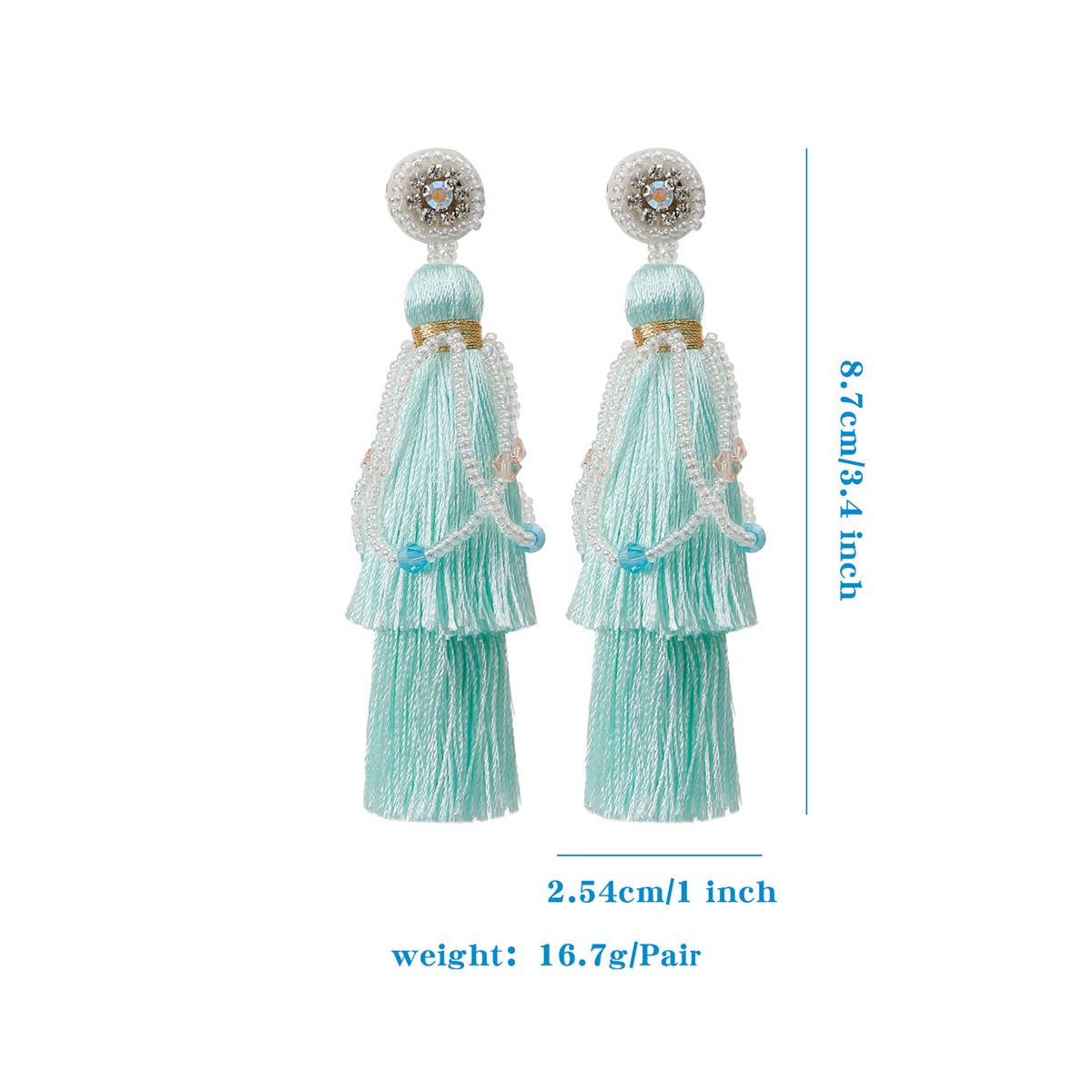 MINT MAMBO STYLE TRANSPARENT TASSEL EARRINGS