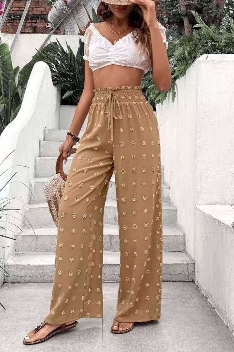 CWBLP1977_HIGH WAIST JACQUARD WIDE LEG LOUNGE PANTS