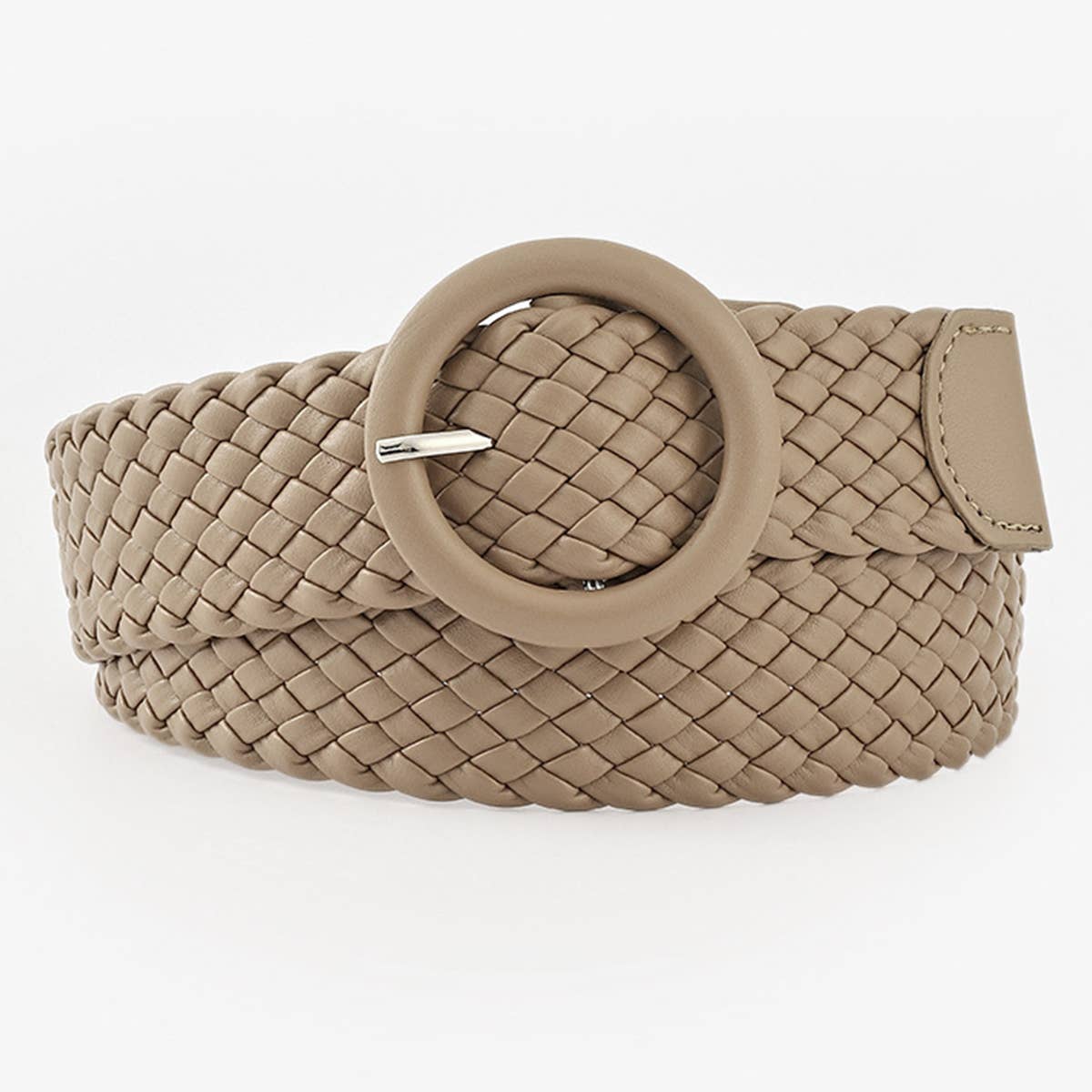 ROUND BUCKLE WOVEN BELT_CWABE0112