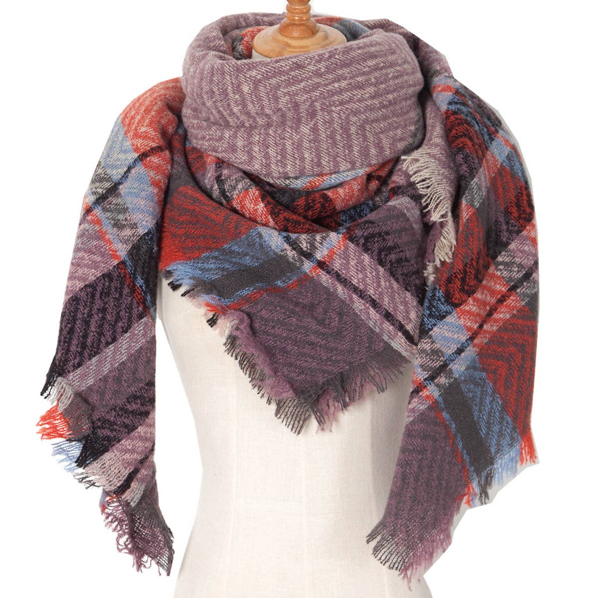 Plaid Triangle Scarf for Fall & Winter ??Wholesale_CWASC0110