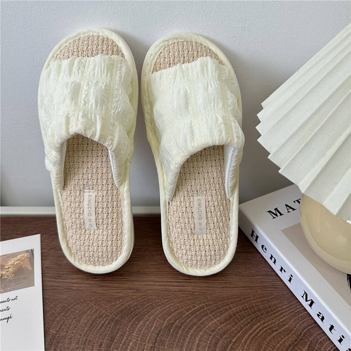 CLOUD PLEATED BUBBLE COTTON LINEN HOME SLIPPERS