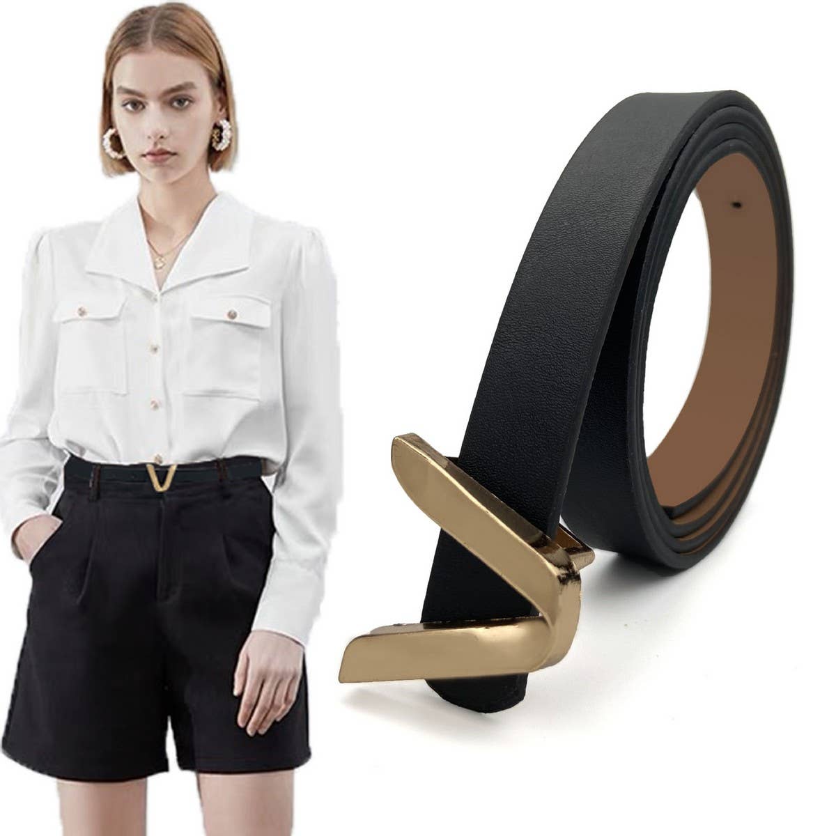 HOT SALE WOMEN'S THIN BELT V-BUCKLE THIN BELT_CWABE0703
