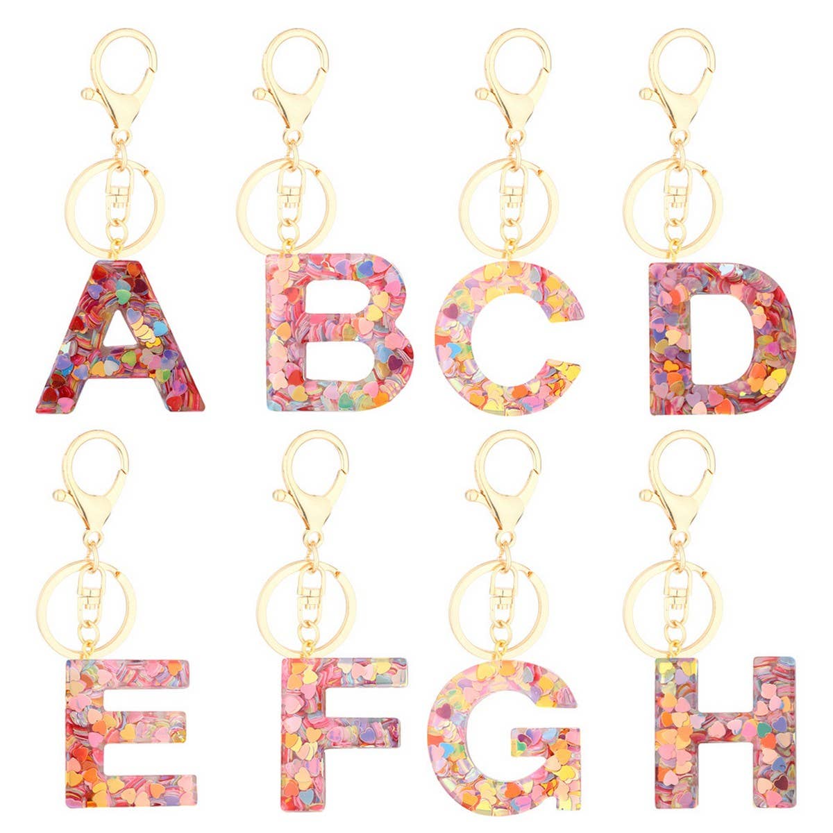 Glitter Resin Letter Butterfly Keychain