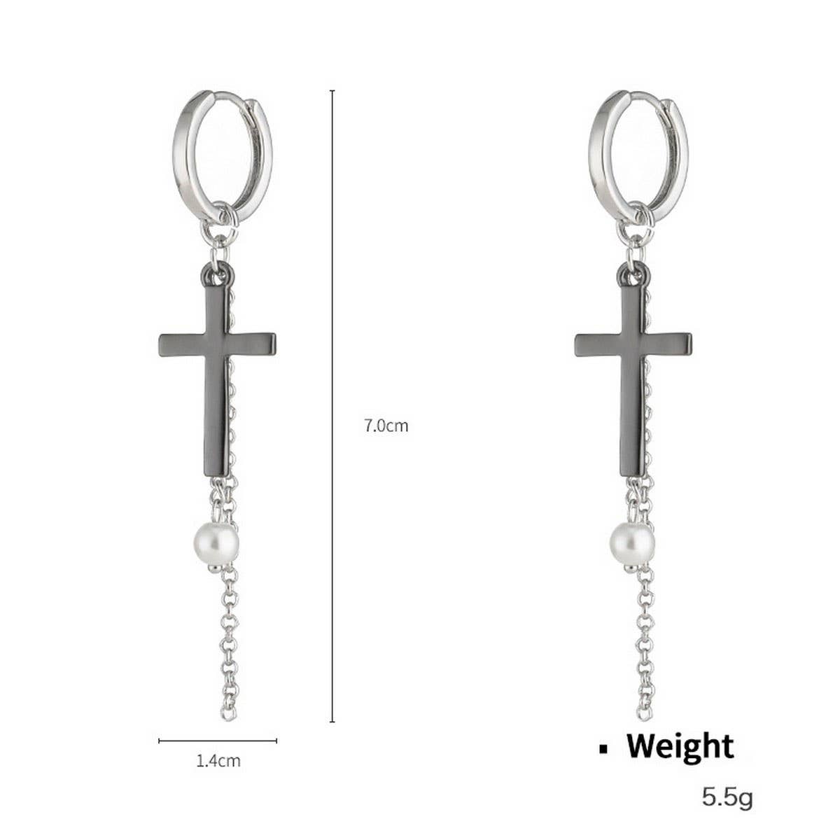 NEW CROSS PENDANT FASHION CHAIN PEARL EARRING SET