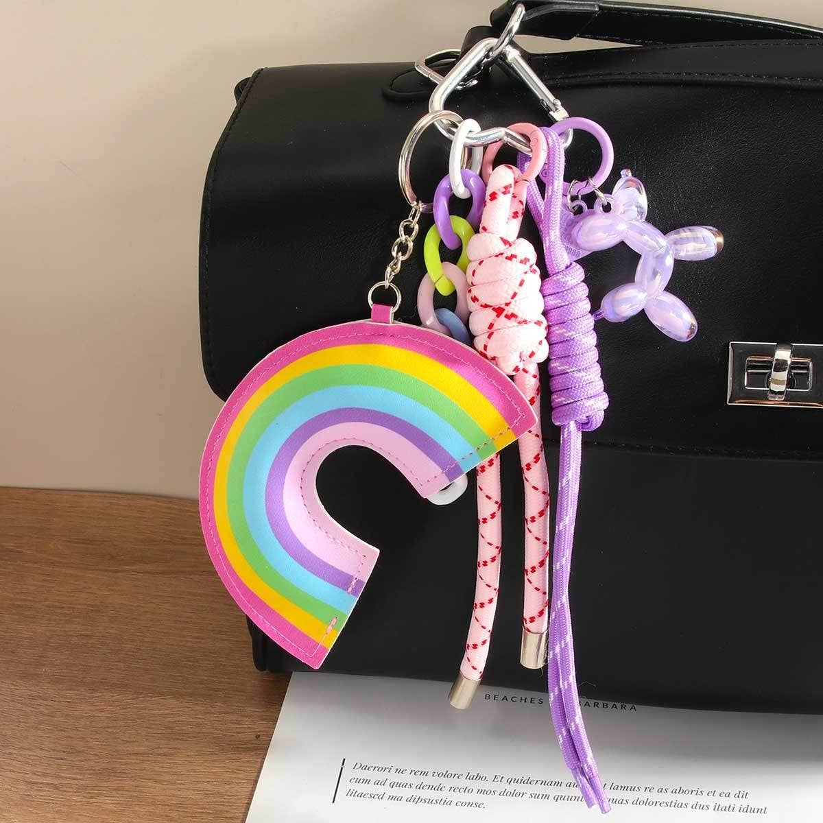 Leather Rainbow Pendant ? Bold Bag & Key Charm