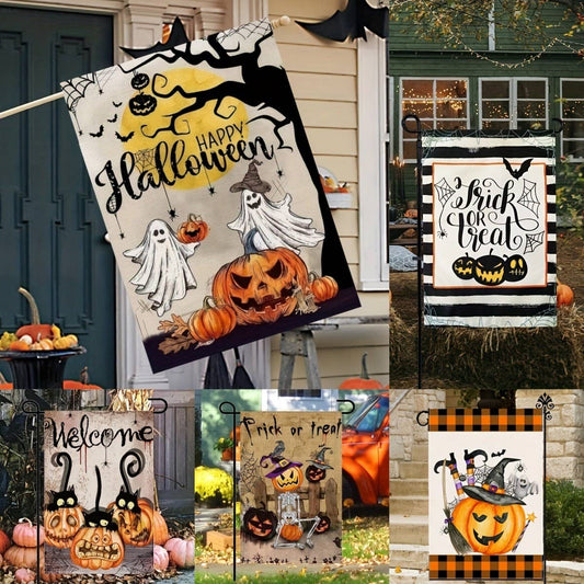 CWMM10255_HALLOWEEN GARDEN FLAG PUMPKIN GHOST DECOR