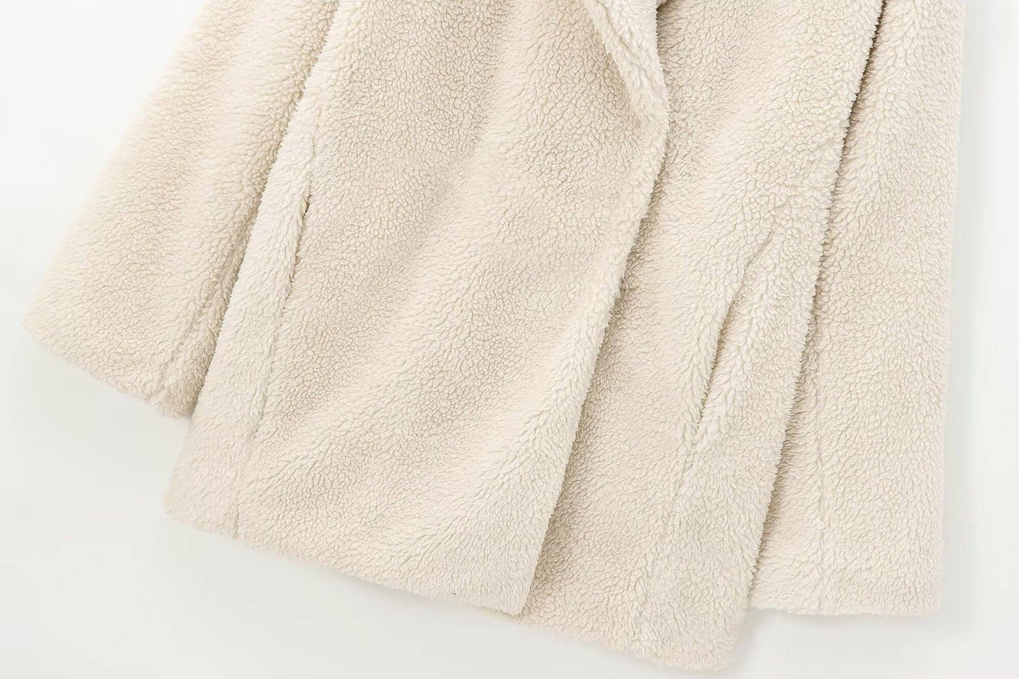 Solid-color lapel woolen overcoat coat