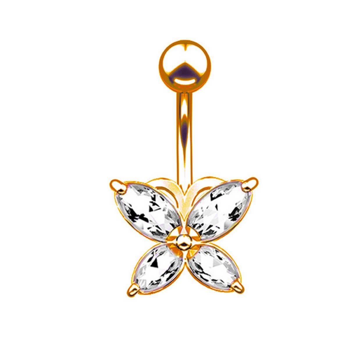 Silver Stainless Steel Butterfly Navel Ring