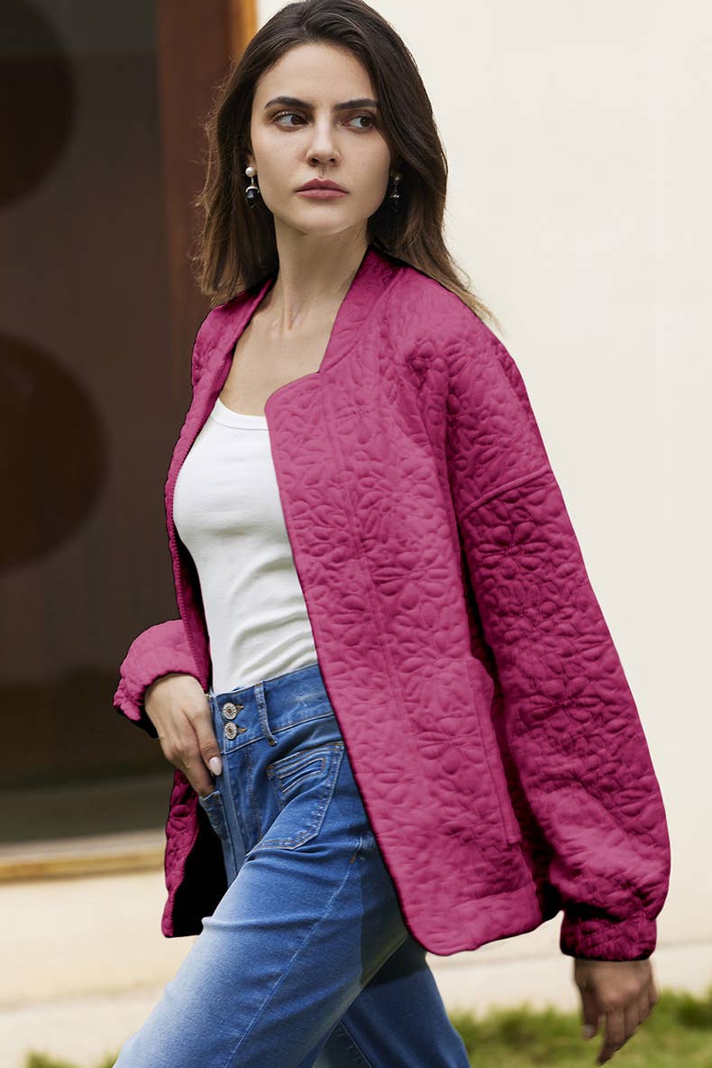 Solid-color floral texture loose jacket