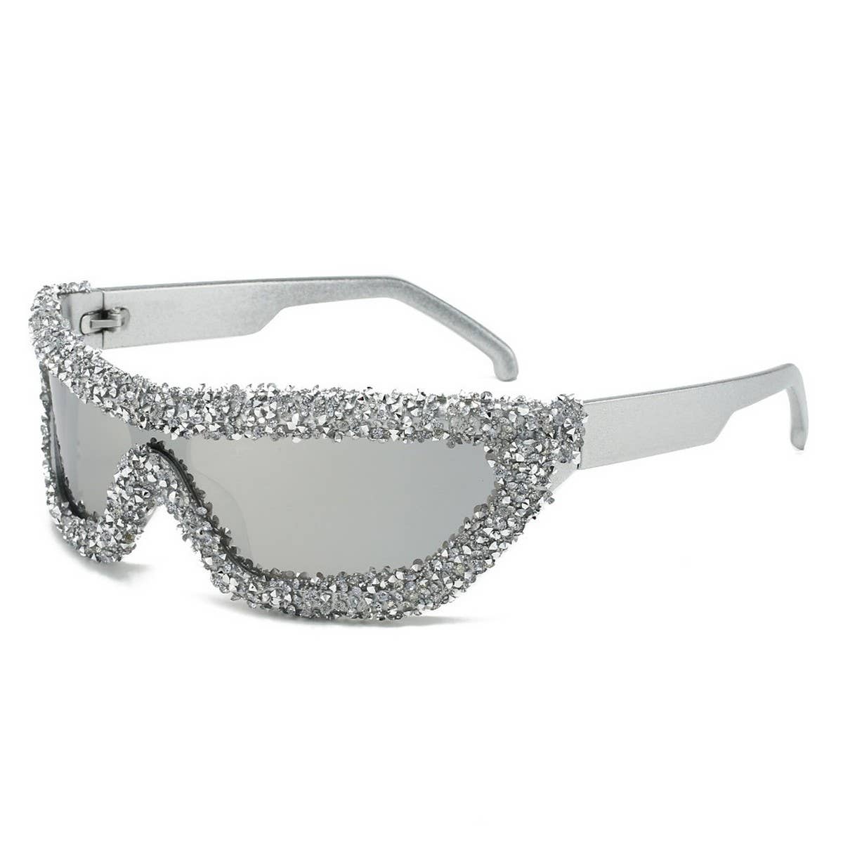 RHINESTONE ONE-PIECE CYCLING SUNGLASSES