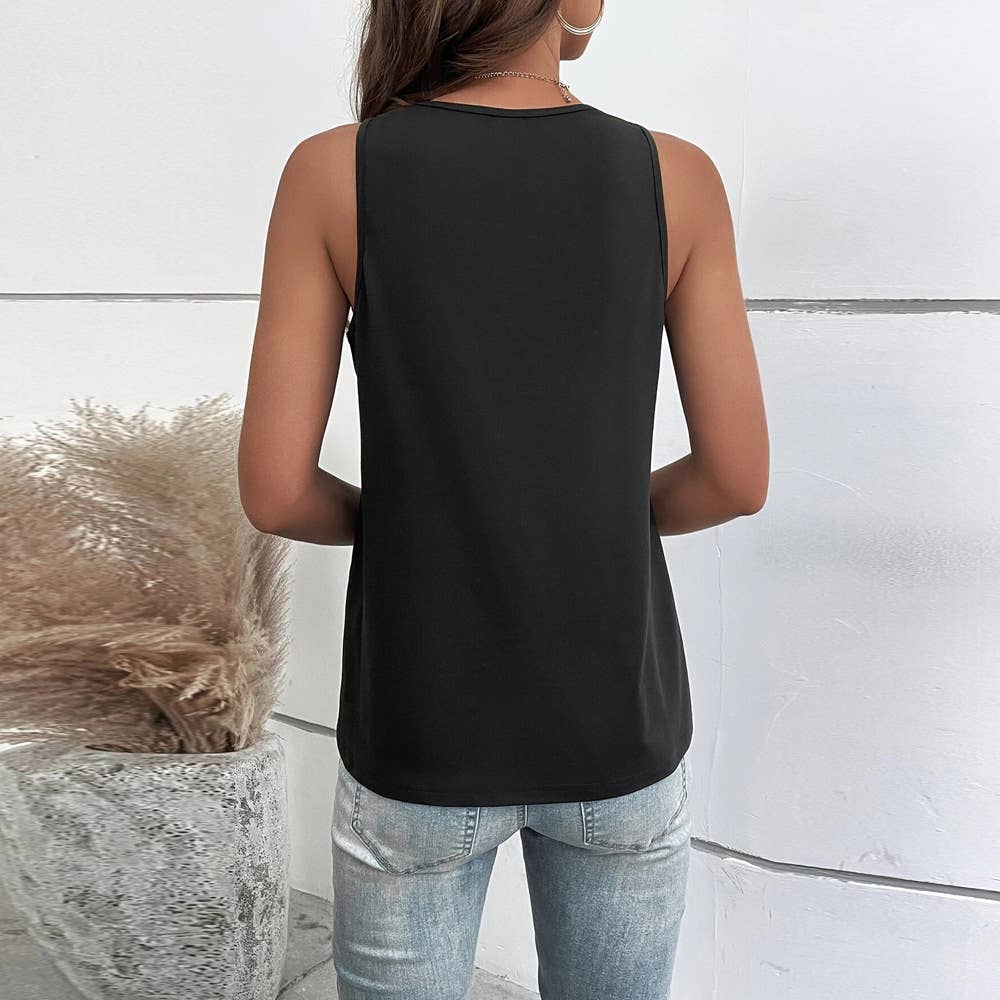 SEXY CUT-OUT V-NECK SLEEVELESS CASUAL VEST