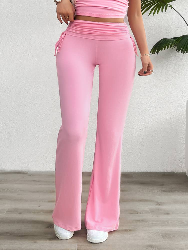 COMFORTABLE CASUAL SOLID COLOR SLIM PLEATED PANTS