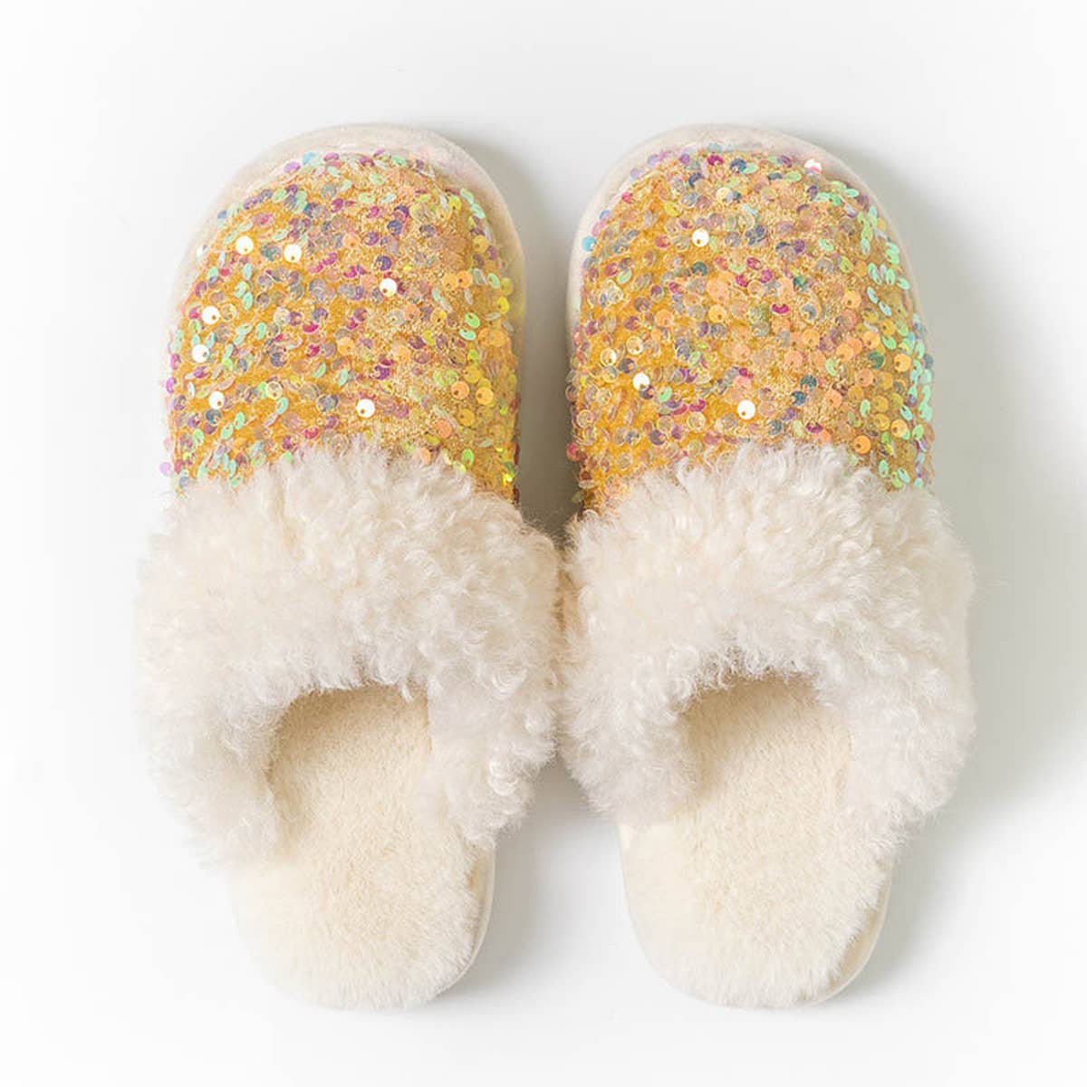 HOME FASHION SEQUINED PLUSH SLIPPERS_CWSHS0830
