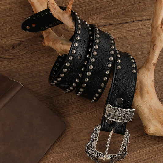 VINTAGE DISTRESSED RIVET EMBOSSED BELT