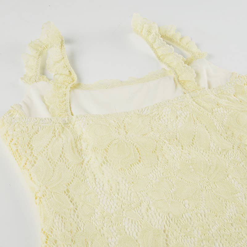 Sexy square neck slim lace A-line halter dress