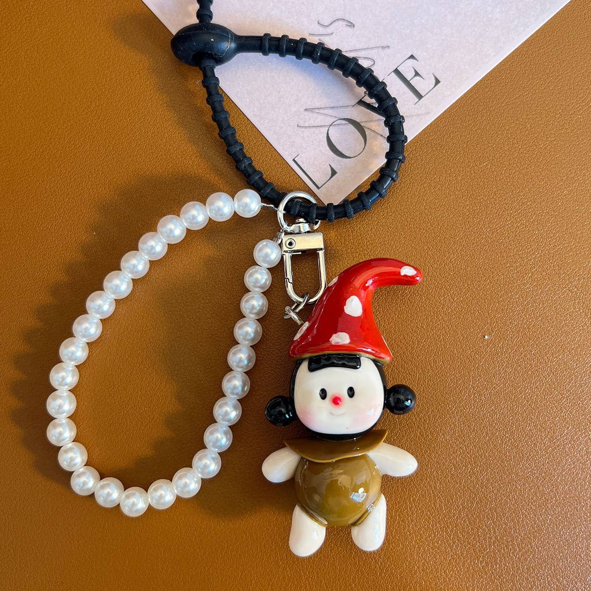 New Cartoon Clay Keychain Pearl Chain Gift Charm