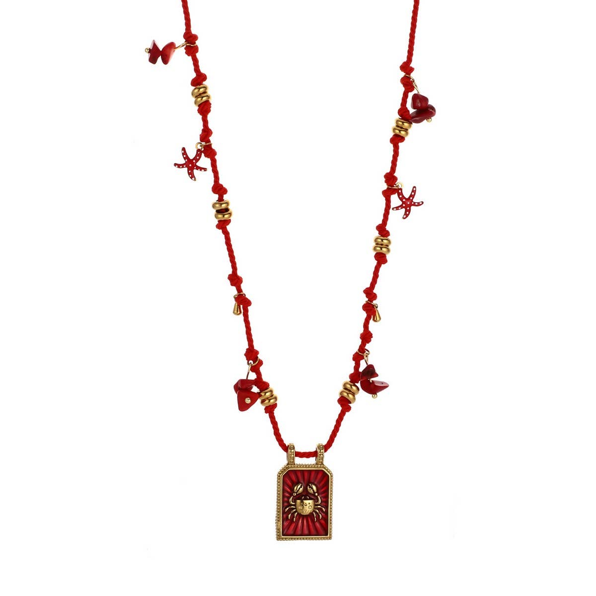 Handmade Cotton Rope Necklace with Shell Charms