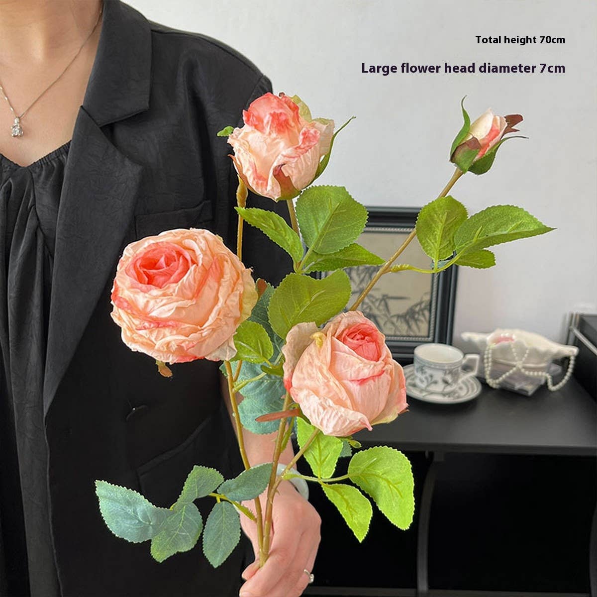 Single Stem 4-Head Country Style Burnt Edge Roses_CWMM6473