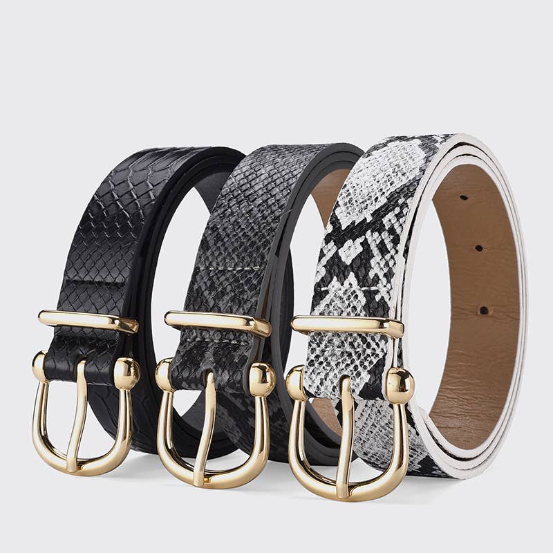 TREND SERPENTINE PU LEATHER GOLD BUCKLE BELT