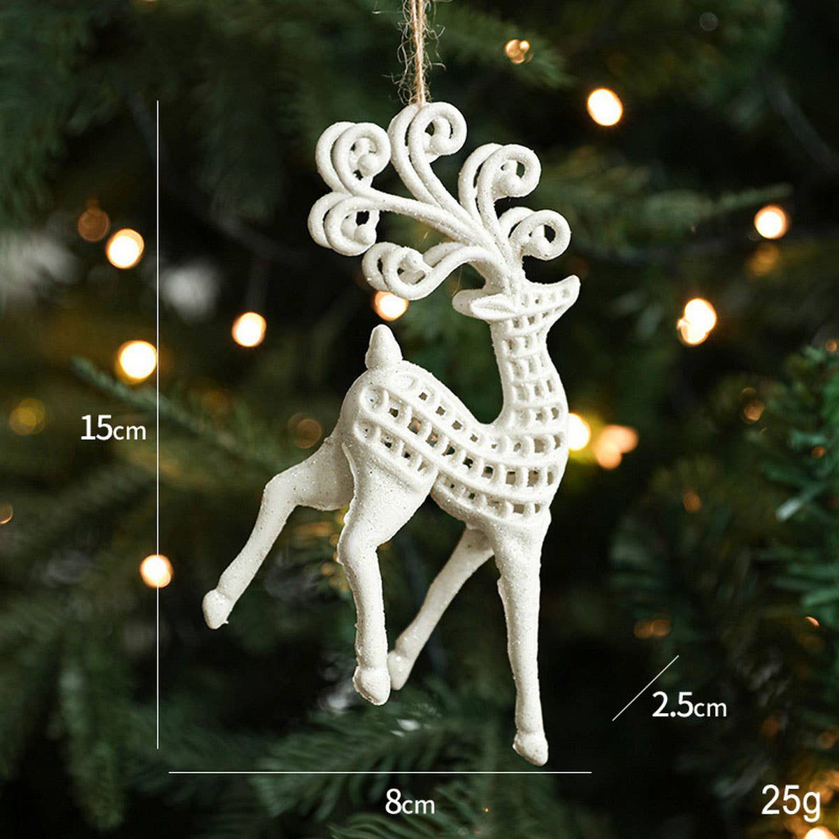 White Plastic Reindeer Star Holiday Decoration