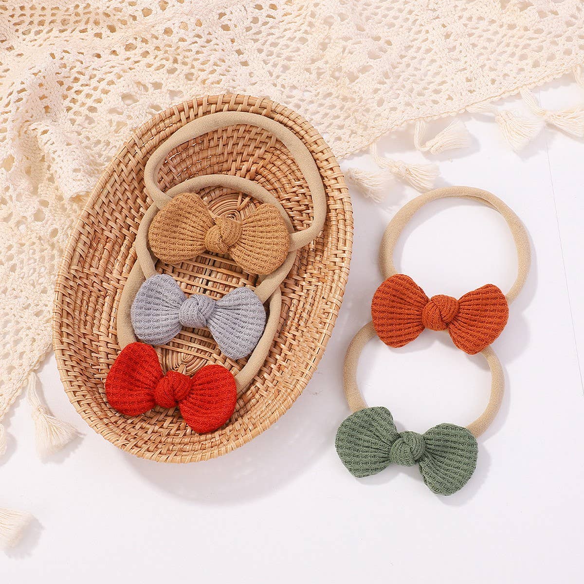 Waffle Bow Baby Headband Set ? Solid Colors