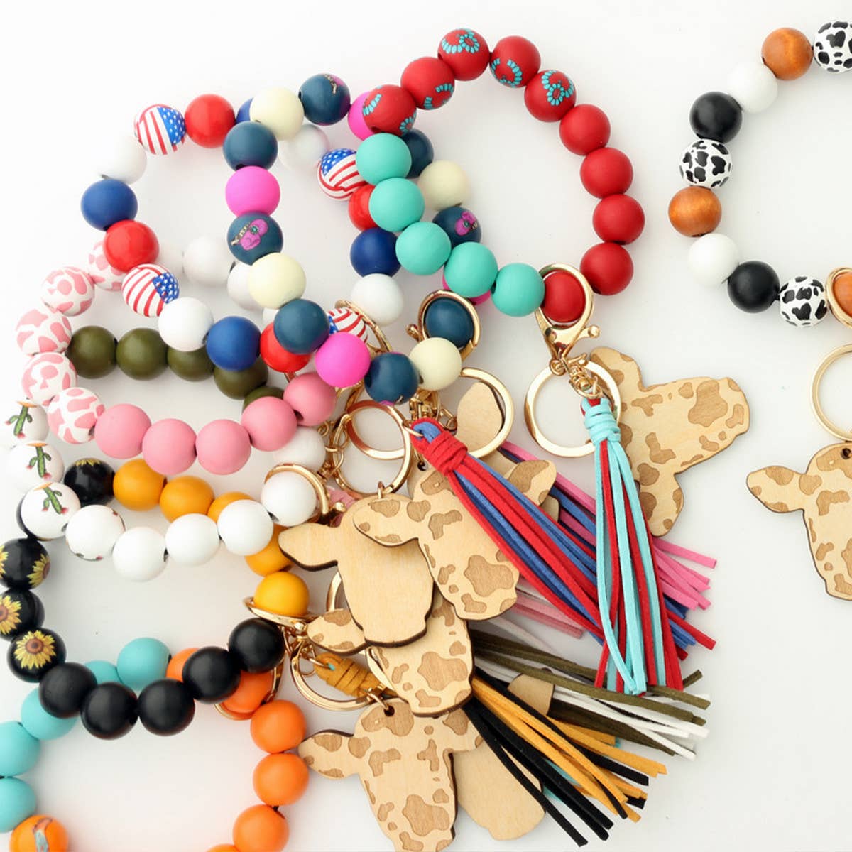 WESTERN NEW TASSEL BRACELET BULL HEAD KEYCHAIN